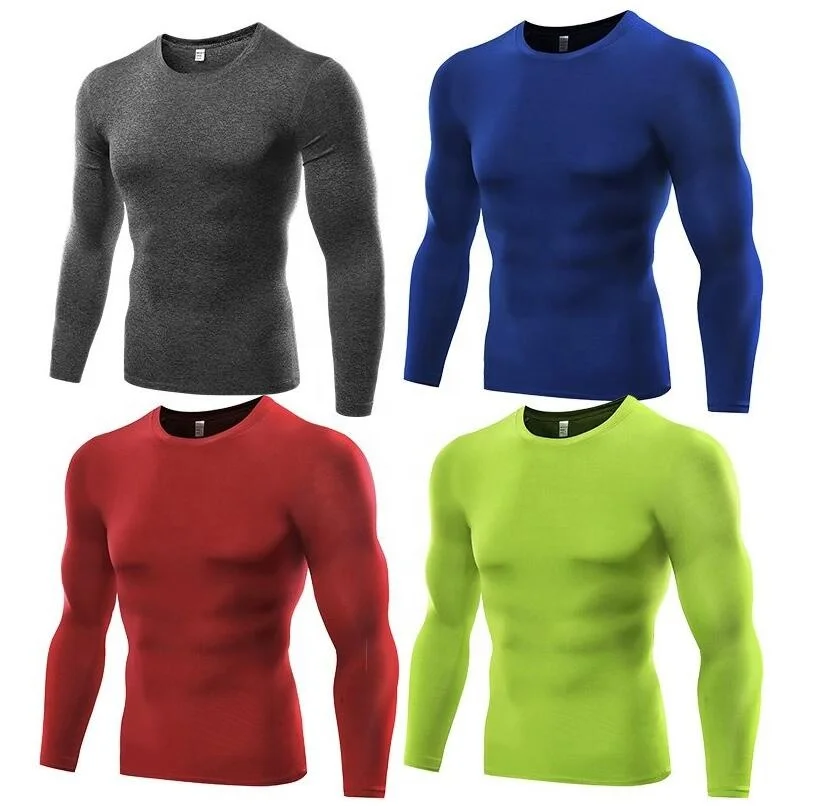 
Mens compression under base layer top long sleeve tights sports quicky dry rashgard running T shirts Gym T shirt fitness shirts  (62579863943)