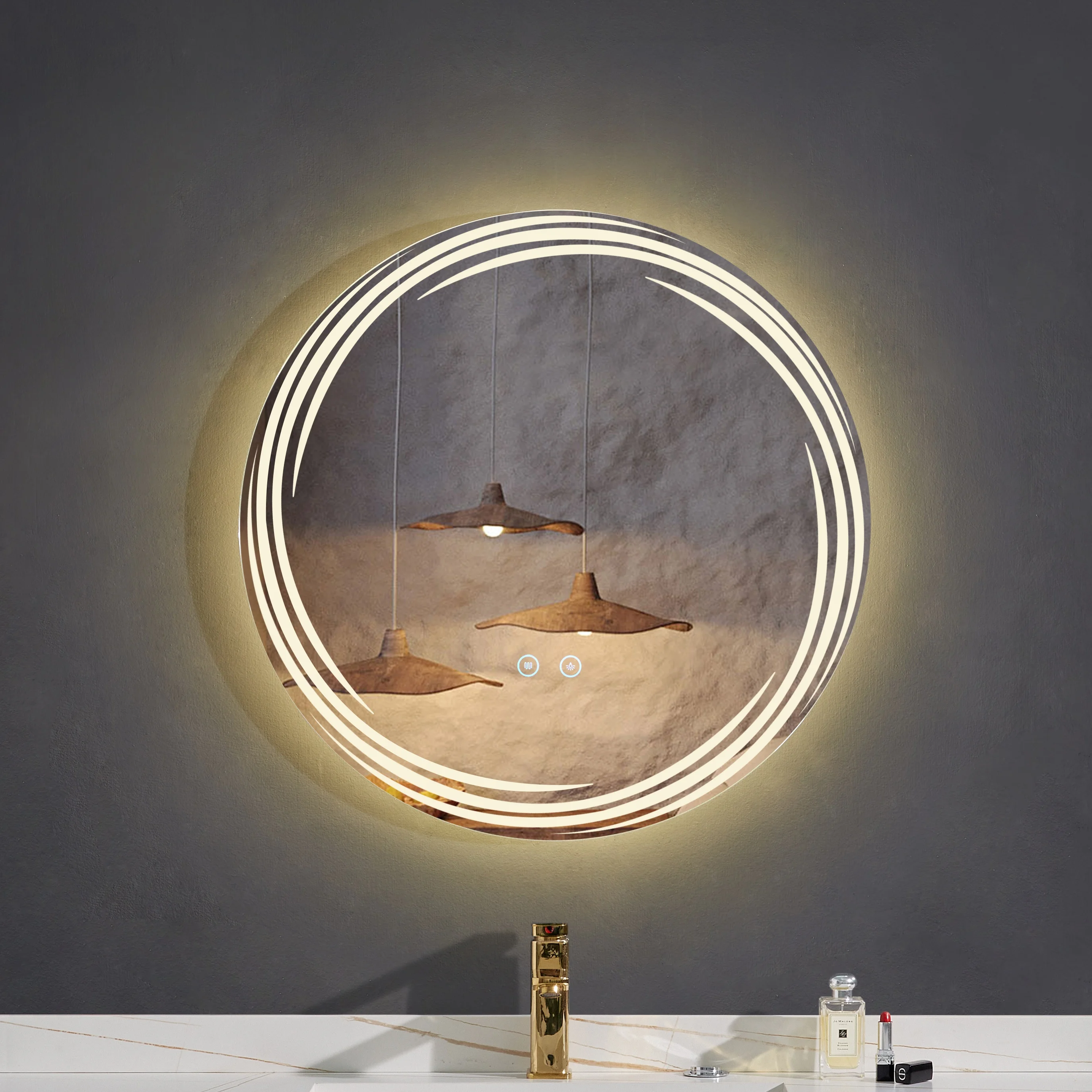 Demist Etl Led Mirror Bathroom Rounds Energy Saving illuminated Smart Round Mirror With Led