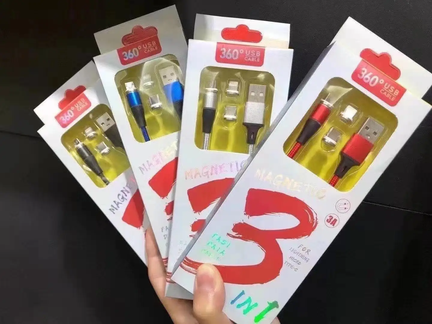  Магнитный USB-кабель для мобильного телефона 3 в 1 кабель быстрой зарядки зарядка вращение на 360 градусов магнитный