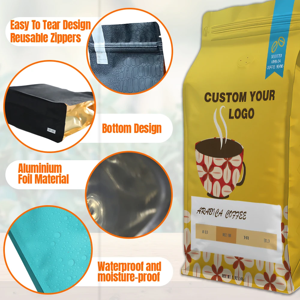 Custom Printed Matte Stand up Pouch Aluminum Foil Mylar Bag Plastic Food Coffee Packaging Bags With Ziplock