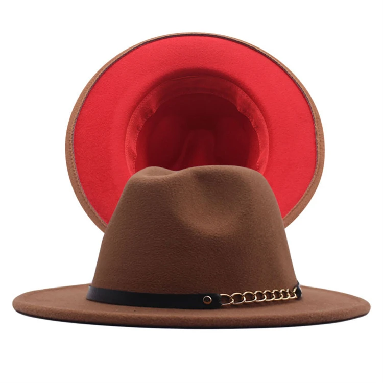 Wholesale Fedora Hats Women Wool Wide Brim Fedora 2 Two Tone Hats Fedora Men and Women