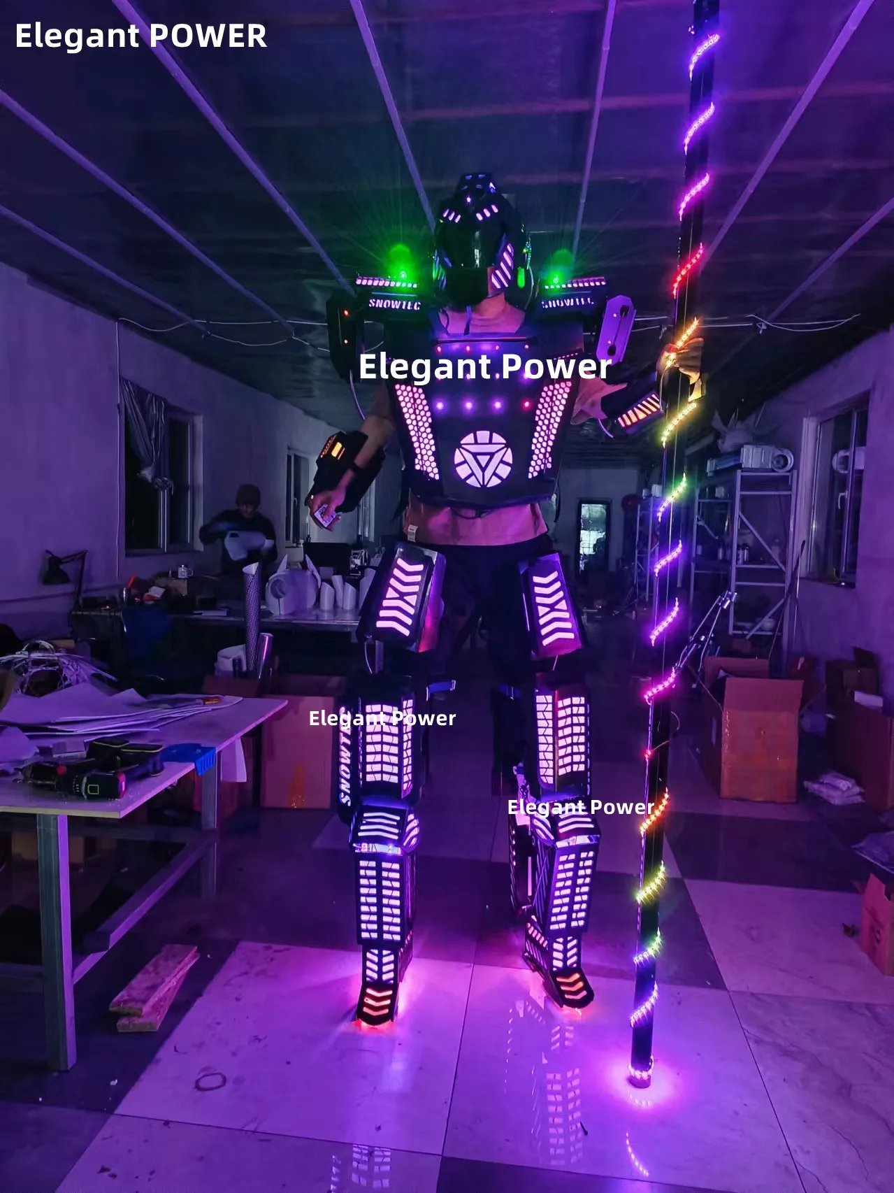 Светодиодные танцевальные костюмы робота RGB ходунки светодиодный костюм взрослый светящийся для ночного клуба