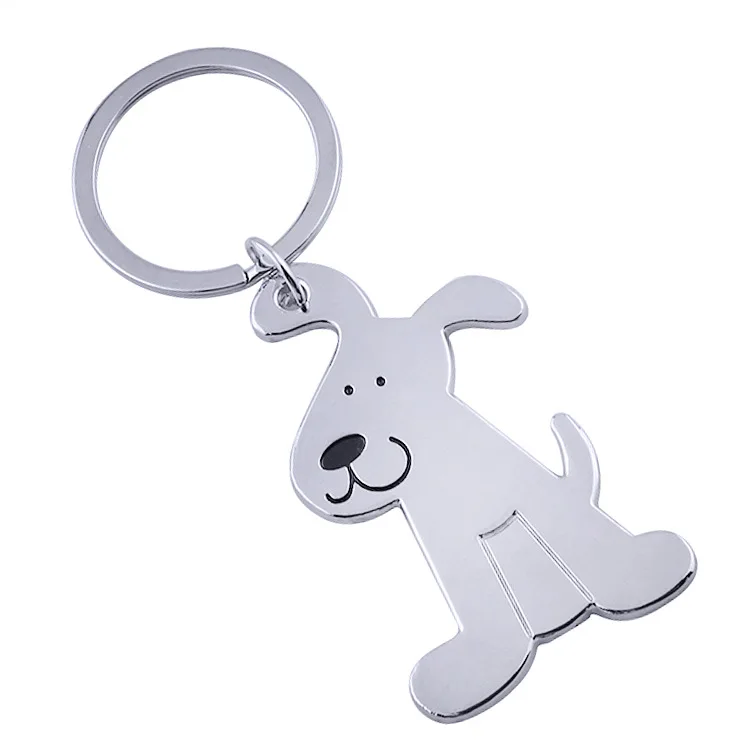 Wholesale custom metal key chains glossy dog keychain glossy cat keychain personalized small gift pet cat dog keychain key rings