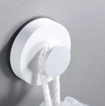 ABS Bathroom Accessories Round Shape Robe Hook Matte Black Suction Cup Hook