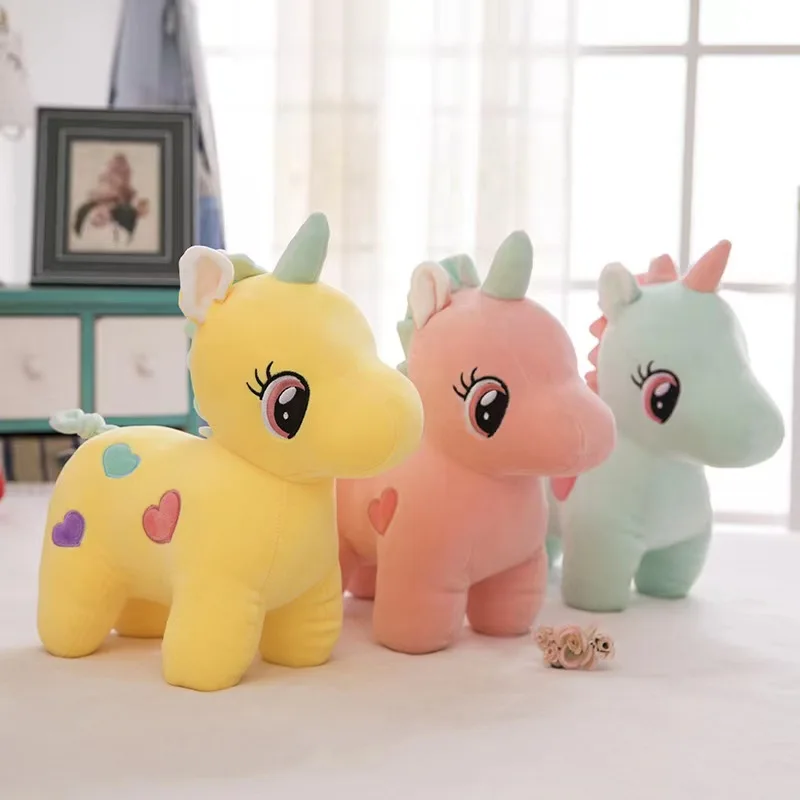 Cute Kawaii Soft 18cm Sitting multi color Unicorn Stuffed Animals Kid Toys Custom100% organic cotton Unicorn Plush Toy