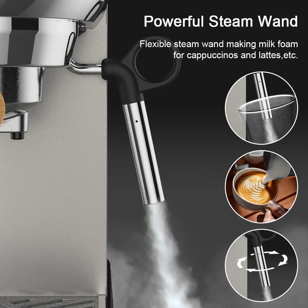 Automatic Household 20bar Home Espresso single serve coffee maker best Espresso Machines with milk frother steam wand Good Price