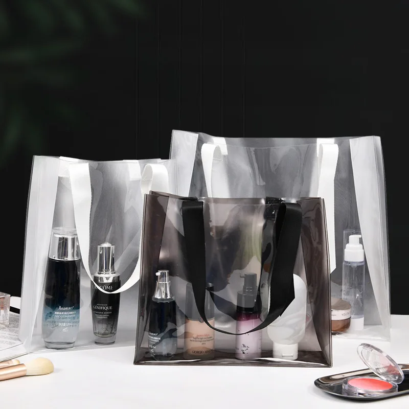 Ecobag Clear PVC Tote Bag with custom printed logo reusable shopping bag totebag transparent bag