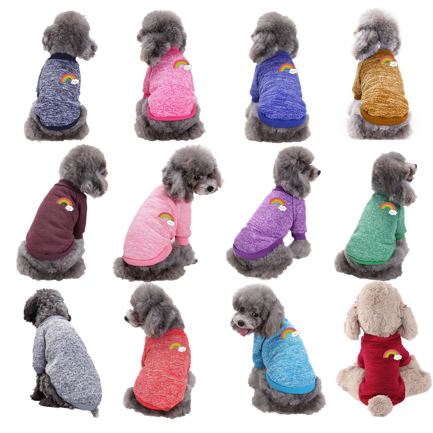 Wholesale Customized logo Luxury Designer Dog Clothing Cotton Shirts Sweater Dog and Cat Knitted fashionable pet clothes Rainbow