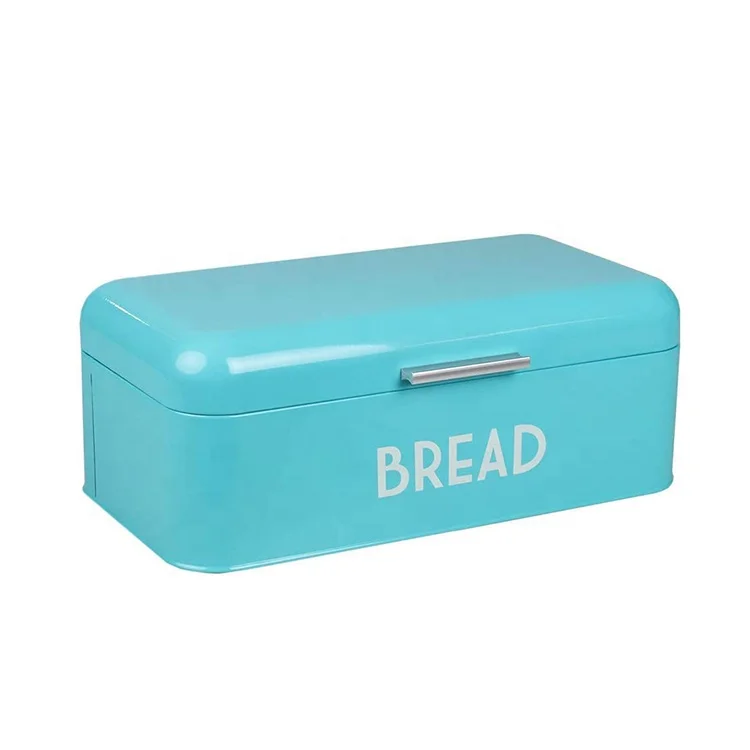 Retro Large Capacity rectangle Storage Container Metal bread box for kitchen