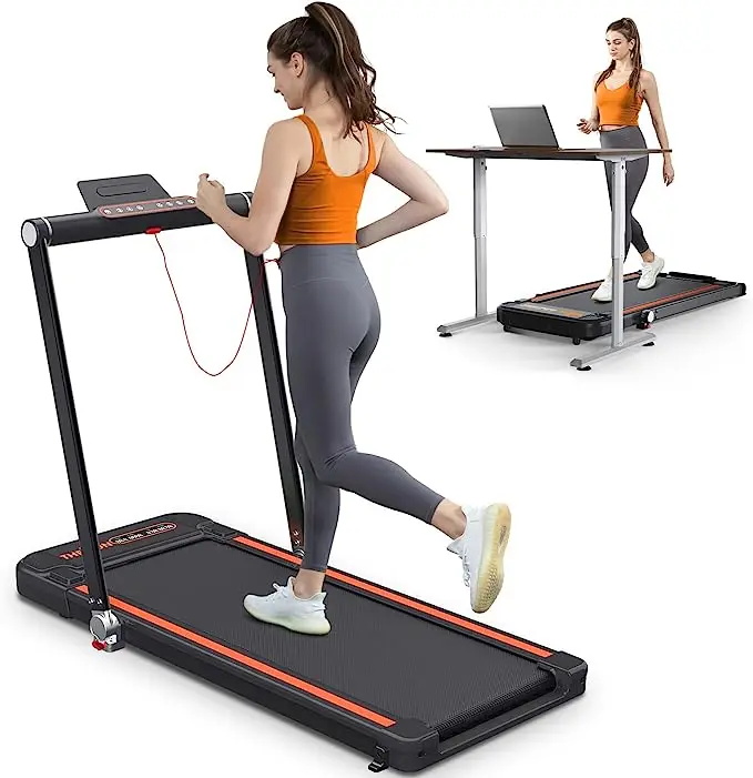 2 in 1 Folding Treadmill 2.25HP Superfit Under Desk Electric Treadmill Installation-Free with Remote Control