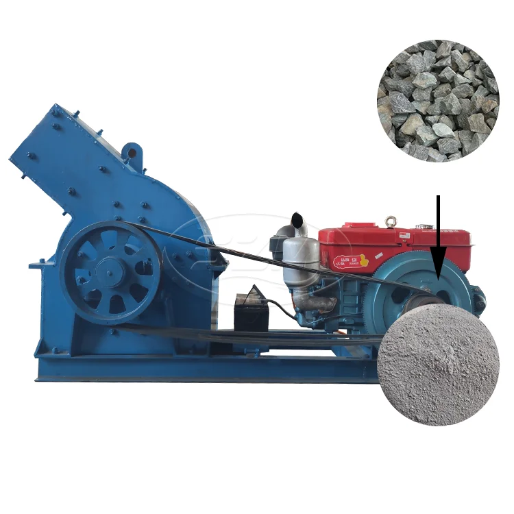 Portable Small Machine For Breaking Stones Mining Quarry Diesel Engine Concrete Gravel Limestone Hammer Crusher Machine
