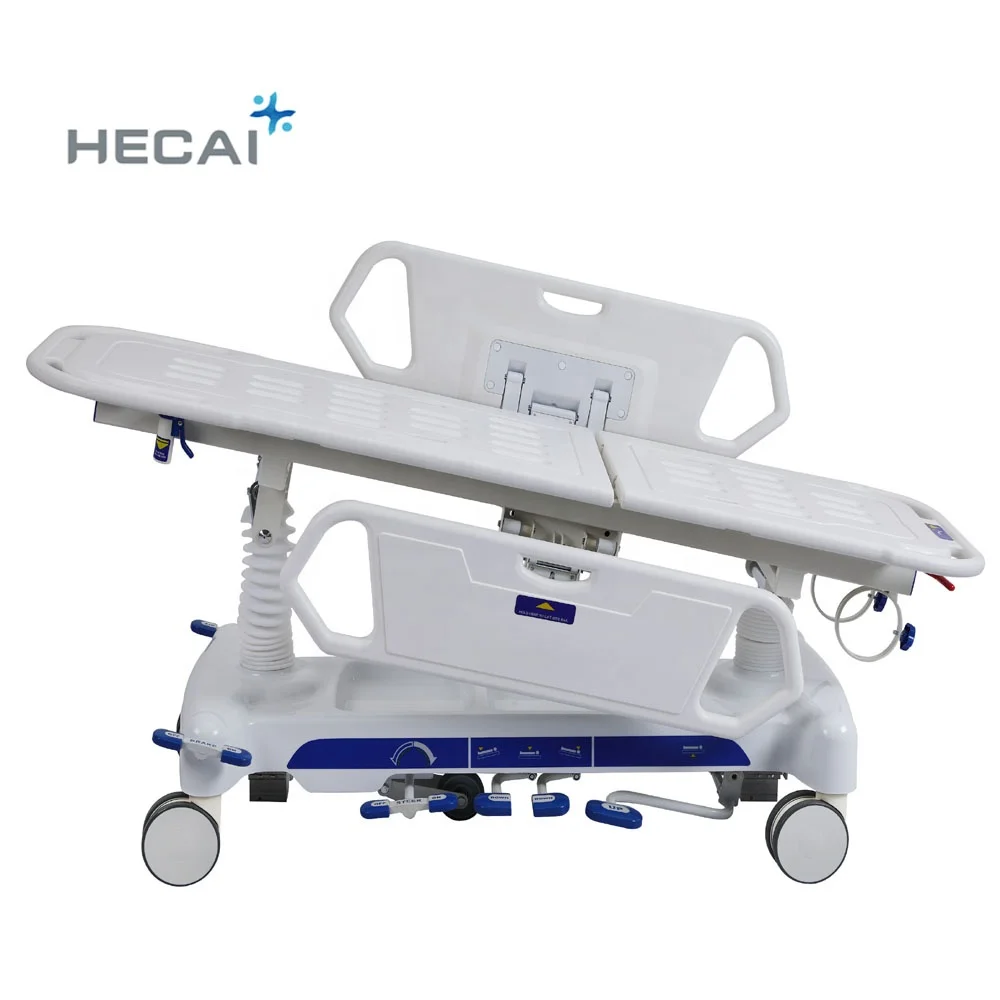 2024 Hecai Medical Hydraulic Emergency Room Bed Medical Transfer Hospital Patient Transport Stretcher Trolley