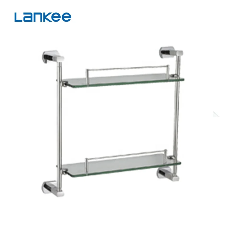 Hot Sale Wall Mounted Dual Tier Bathroom Glass Shelf Brackets With Factory