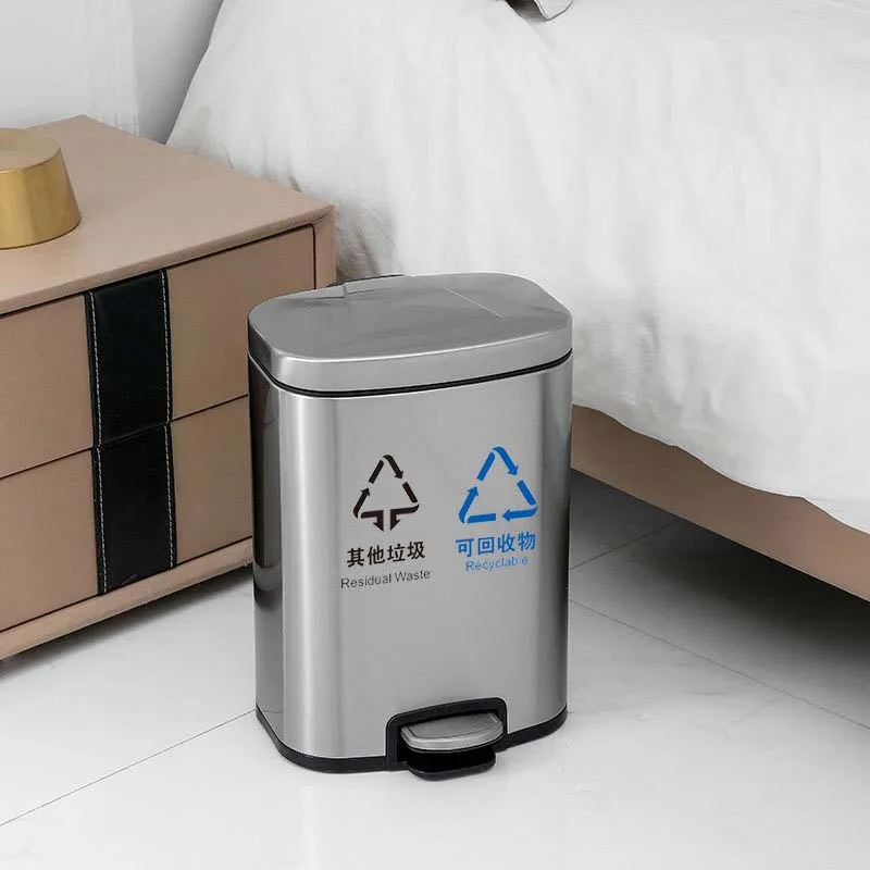 Stainless Steel Standing Recycling Household trash Can kitchen Cabinet Step Pedal Garbage Bin