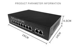 Factory original sale 250meters long distance 10/100M Power over ethernet Gigabit 8+2 channels industrial poe switch 8 port