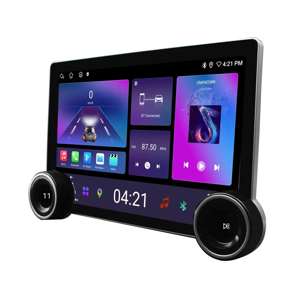New products  car radio dual knob  Auto QLED 2K Screen Navigation Gps Multimedia Android 15.0 4G WIFI  carpay and android auto