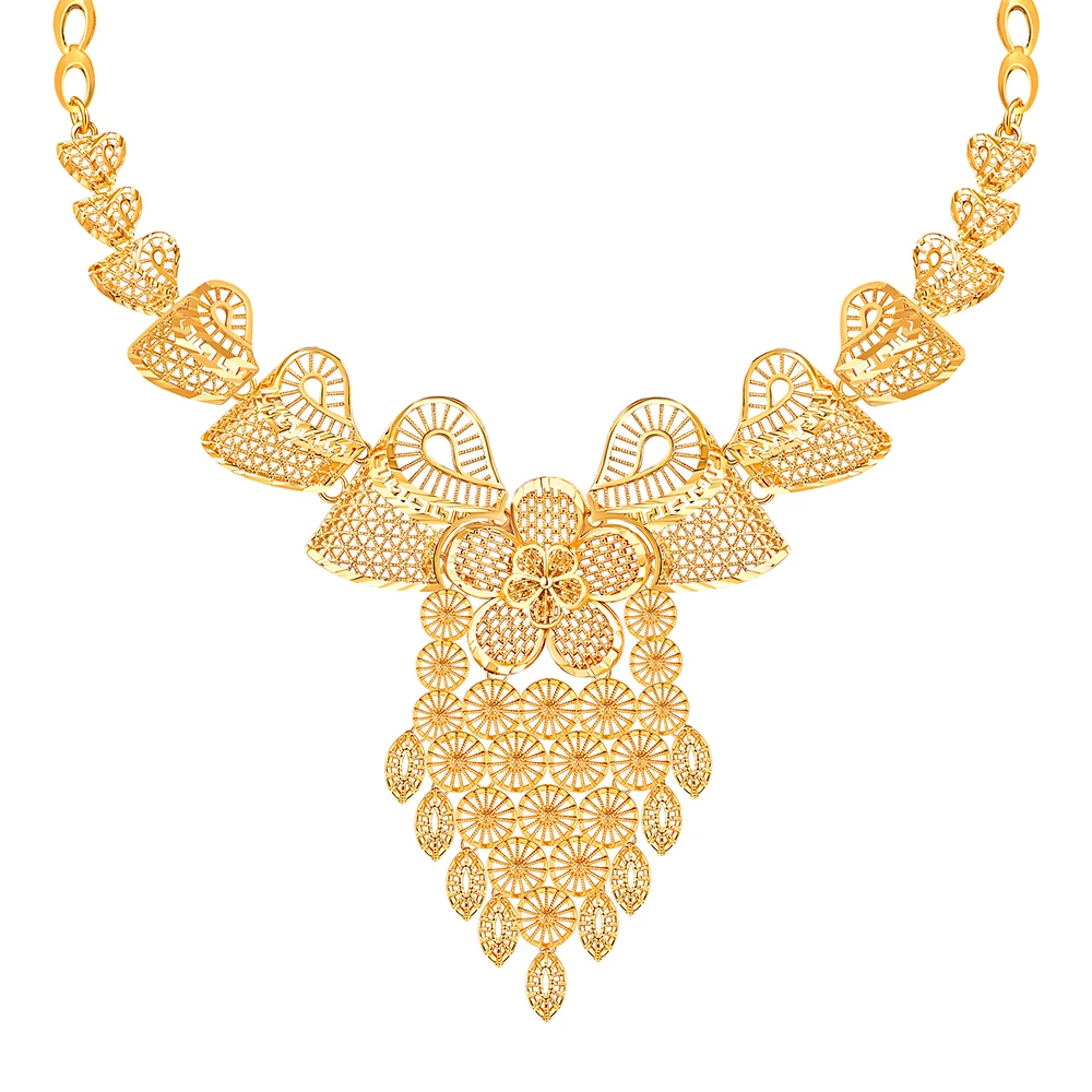 2022 luxury dubai bride wedding party champagne gold plated jewelry set