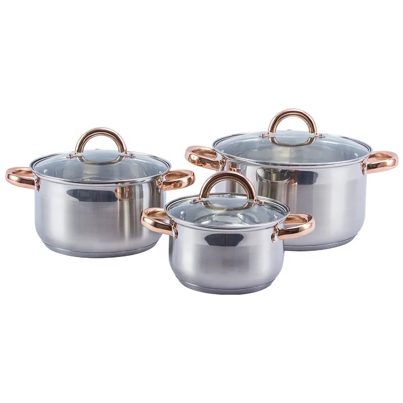6 piezas de Juego de utensilios de cocina cazuelas cubiertos ollas de acero inoxidable