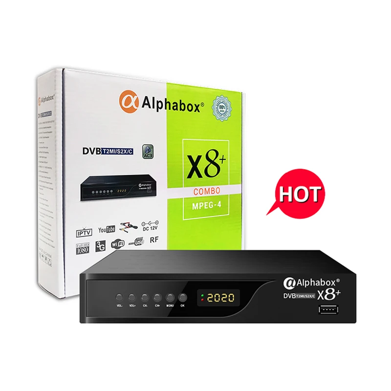 Alphabo X8+  New combo digital satellite receiver dvb-s2 dvb-t2 mp4 decoder deviser c30 dvb-c meter set-top box 6/64