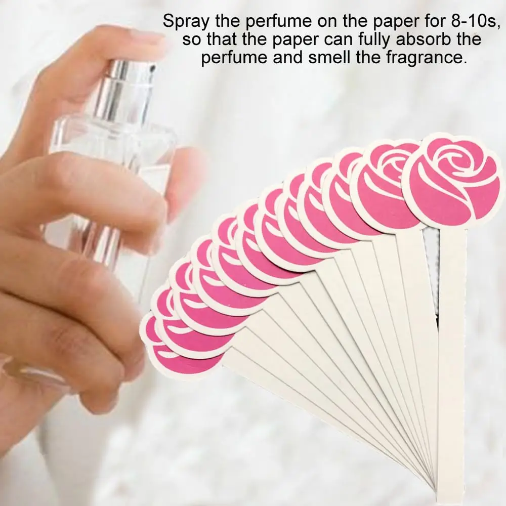 Aromatherapy Strips Paper Pink Rose Flowers Smelling Strips for Essential Oil Perfume Test Cards