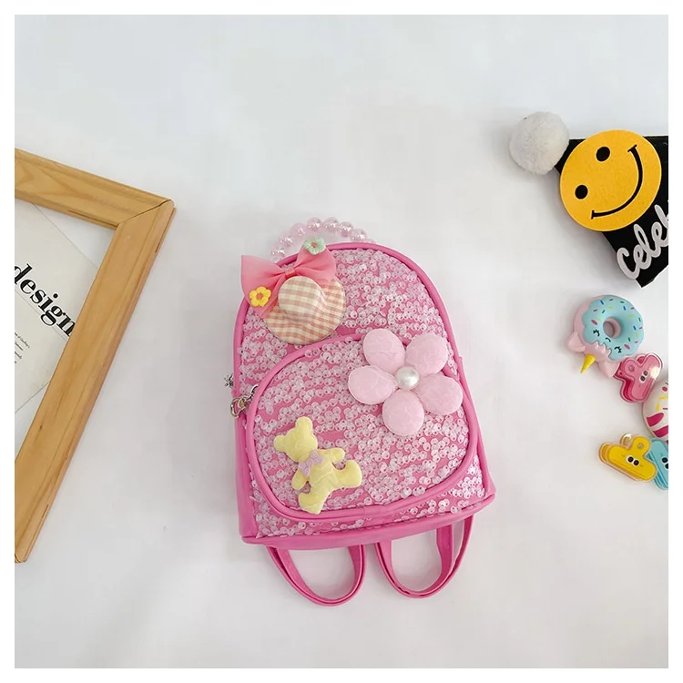 Новая детская блесток сумка в иностранном стиле платье принцессы с жемчугом и аксессуары рюкзак детсадовского возраста; Туфли для отдыха; От 3 до 6 лет