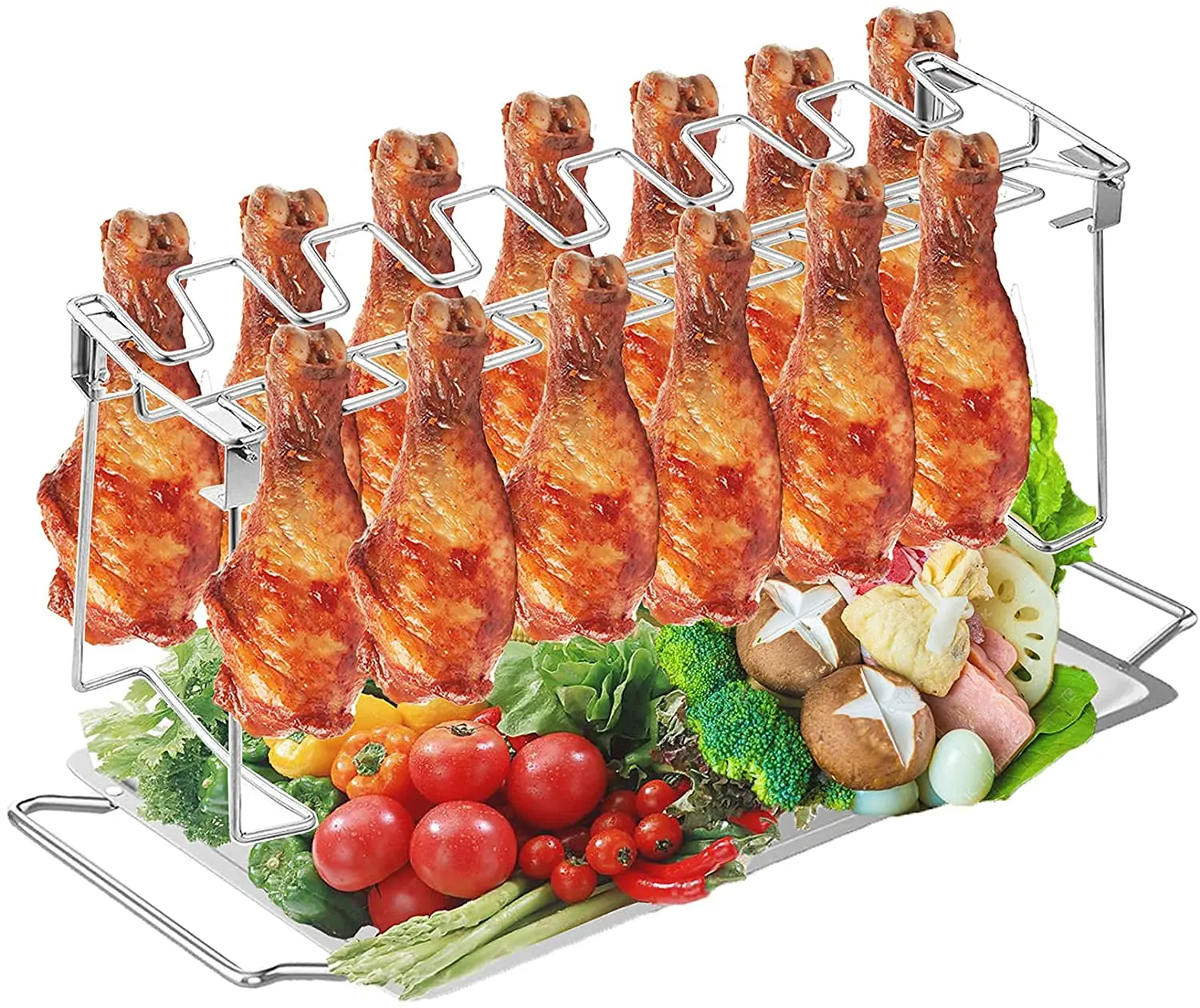 430Stainless Steel BBQ accessories Chicken Wing & Leg BBQ Grilling Rack chicken roaster rack