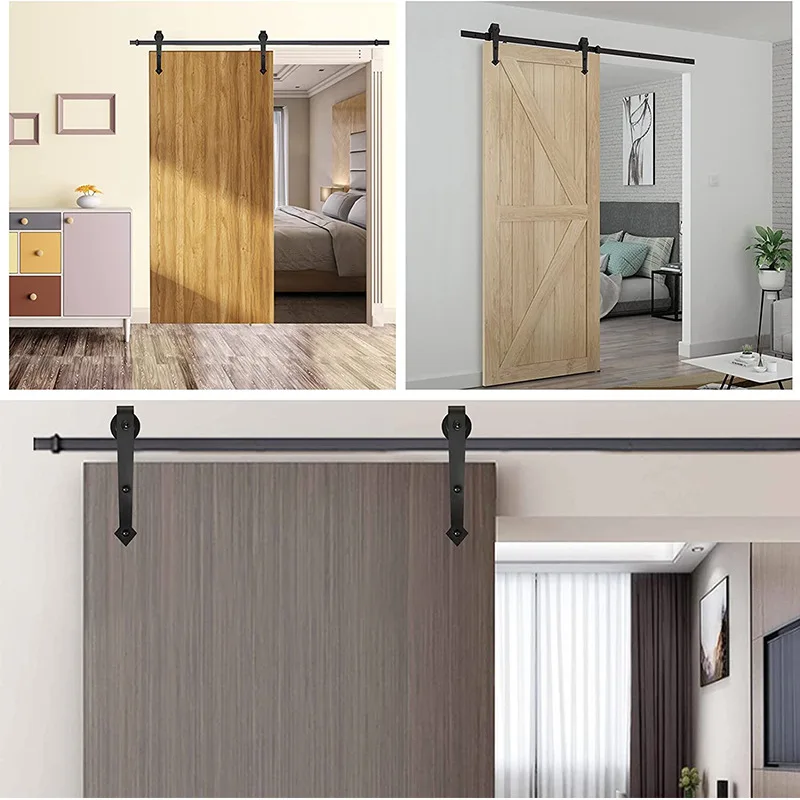 Super Quiet Barn Door Sliding Rail Accessories Black Suitable For All Kinds Of Barn Doors for 1.5m door