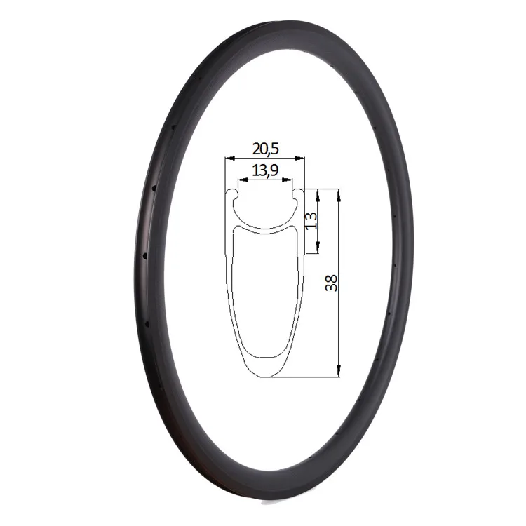 18h 32h 700C 38mm 50mm 88mm deep 20.5mm width clincher tubeless V brake T700 carbon fiber rims