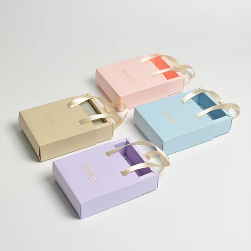 Custom Pink Sliding Drawers Paper Luxury Jewelry Packaging Cute Slider Paper Gift Box with Handle for Necklace Jewelry Package