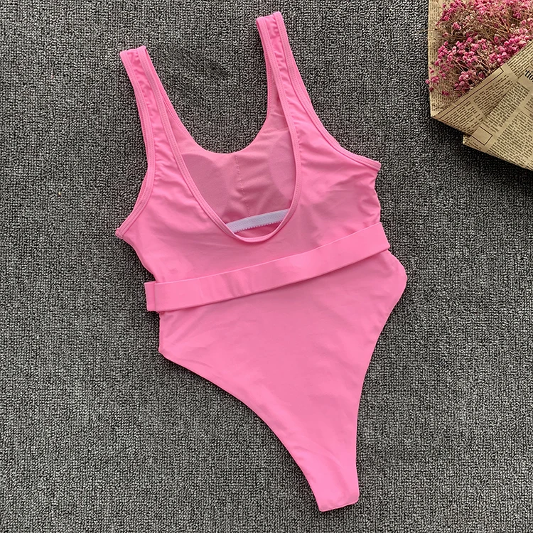 Hot Pink Model Wallpaper Korea Swimwear Bikini Sexy Women One Piece Swimsuit