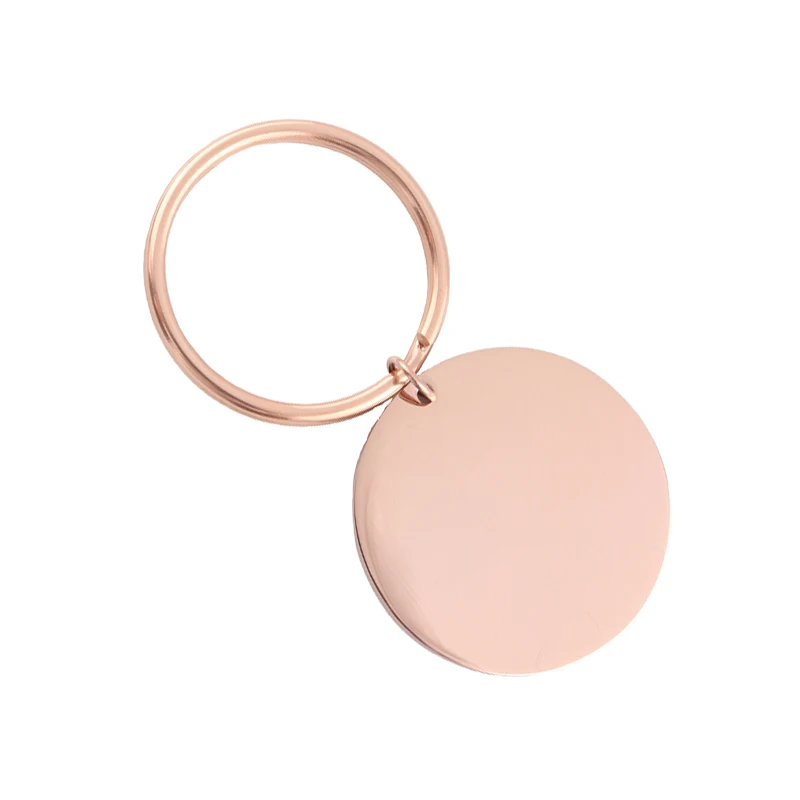 32mm Round Shaped New Fashion Stamping Blank Stainless Steel Dog Tag Key Ring Jewelry Charm Perfect Gifts