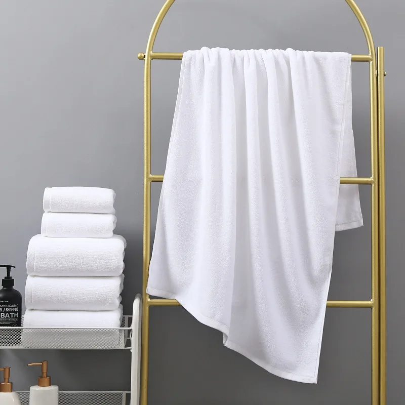 Super Large 100x200CM 1000gram 21S/2 Imported White Cotton Terry Hotel SPA Beauty Plain Bath Towel Sheet