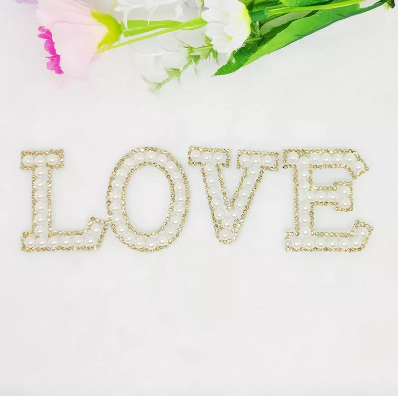26pcs Colorful Diy Clothes Bags Accessories Alphabet Sparkle 3d Hotfix A-z Rhinestone Beads Pearl Letter Iron On Patches