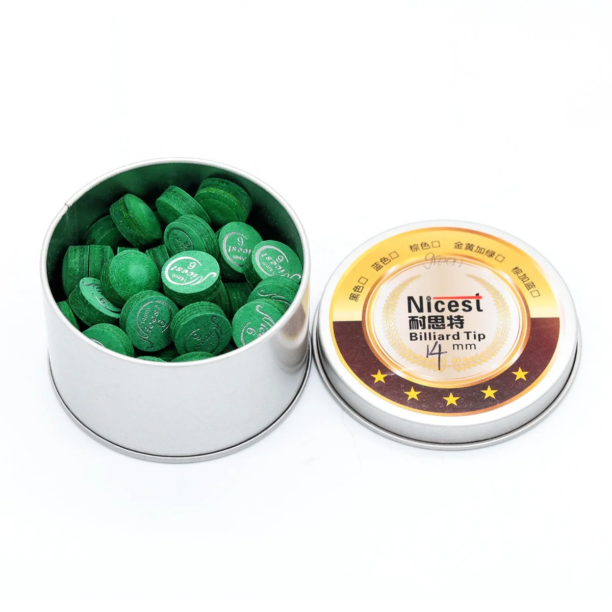 New Multi Color Nicest Billiard Cue Tip  14mm Carom Cue Tip Size 6 Layered Leather 50pcs / Box Pool Cue Tips Set on Sale