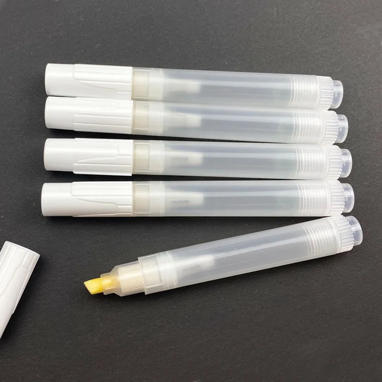 Manufacturer 6.5mm Chisel  tip size transparent barrel empty refillable marker for paint pen
