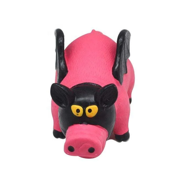 Cartoon Animal Cute Flying Pig Shape Soft Latex Dog Squeaky Sound Toys Chewing Toy
