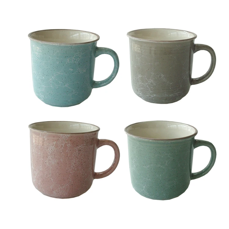 Оптовая продажа рекламная винтажная керамическая кружка для кофейных чашек с мраморным узором и Эмалированным покрытием