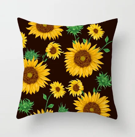 Best sell vintage style sunflower cushion cover yellow decorative cushion cover for sofa home decoration