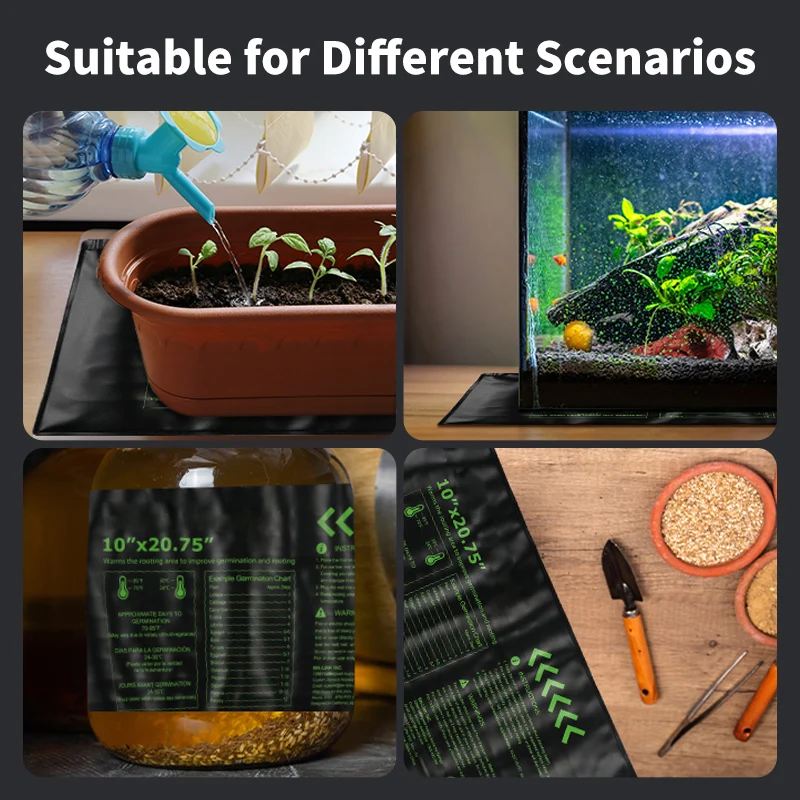 Waterproof Durable Seedling Heat Mat Warm Hydroponic Pad for Indoor Home Gardening Seed Starter EU Plug 19.6*20.47 in