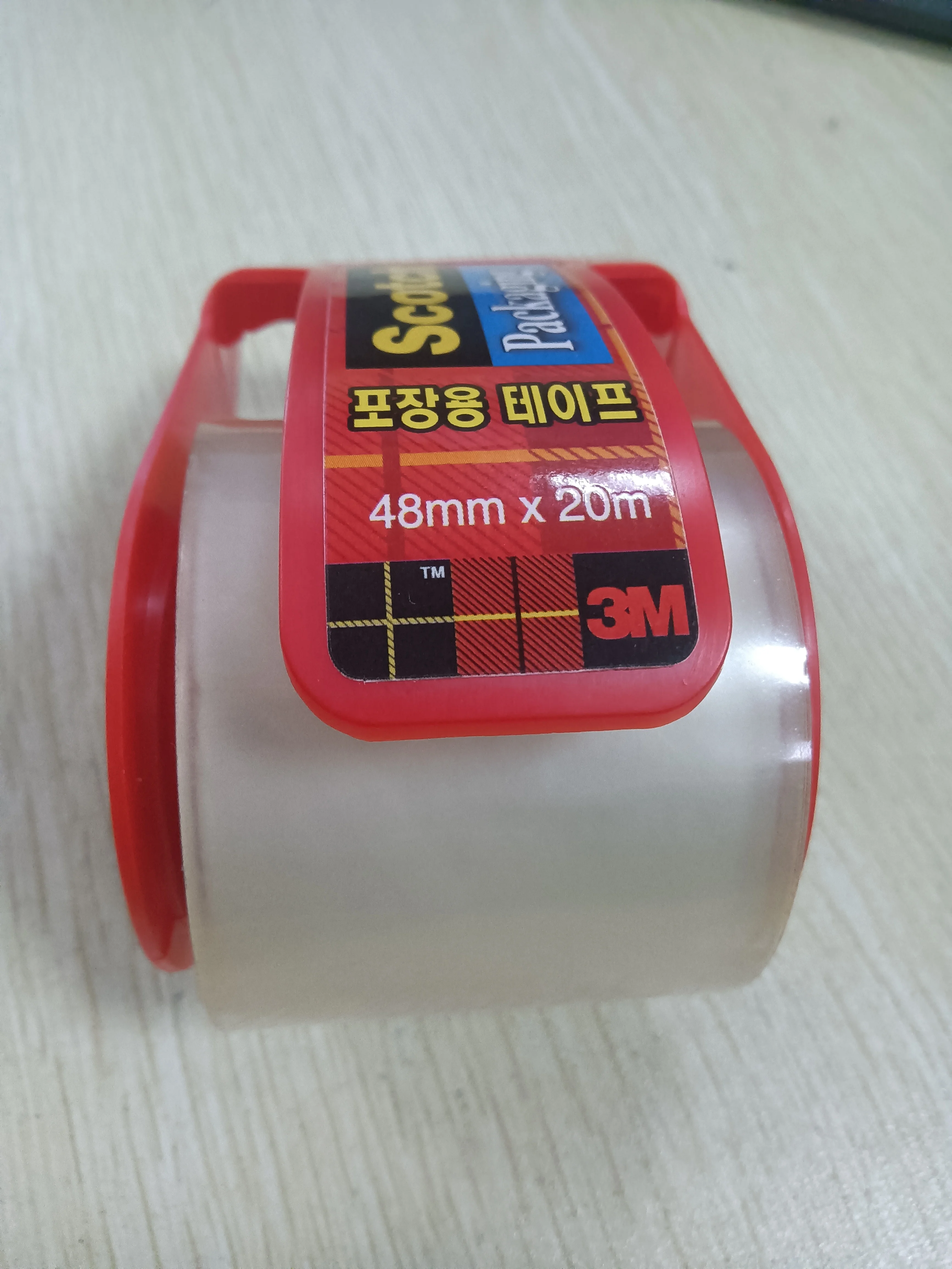 Wholesale Simple 1.5 Inch Red Plastic convenient Packaging Tape Dispenser With Tape Roll for Carton Sealing