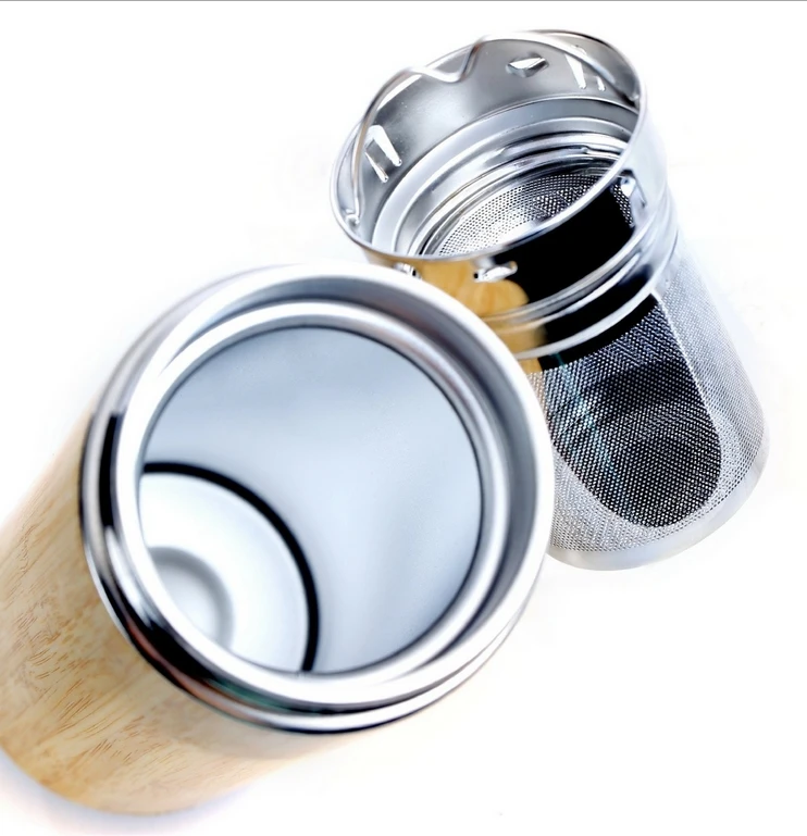 500ml vamcuum flask bamboo tea infused water bottles with stainless steel tea infuser