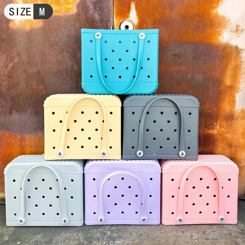 Hot Sale Fashion Portable Beach Bag Summer EVA Eco-Friendly Reusable Basket Tote Swimming Gym Bag Bogg Bag Beach Tote Sale