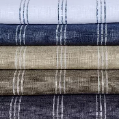 4832 High Quality Woven Color Spinning Linen Sample 100%Linen Striped Fabric For Clothing Shirt