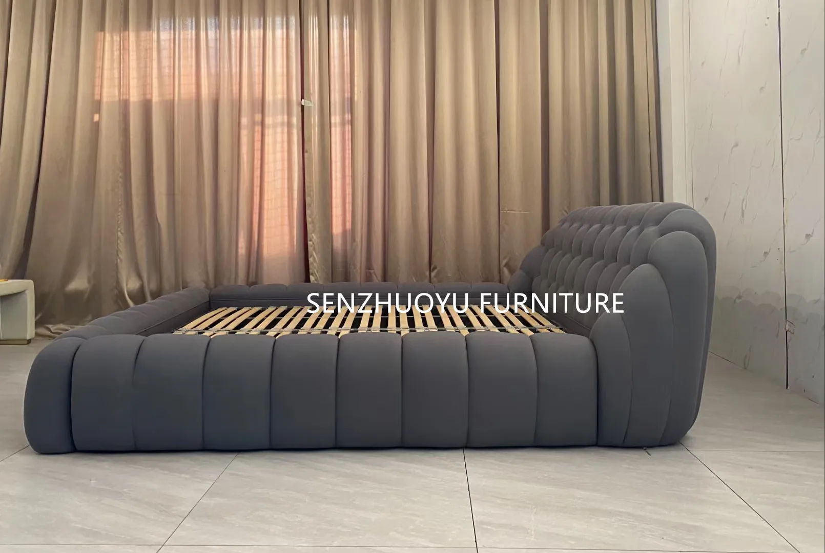 New arrival foshan modern design fabric bed bubble double bed