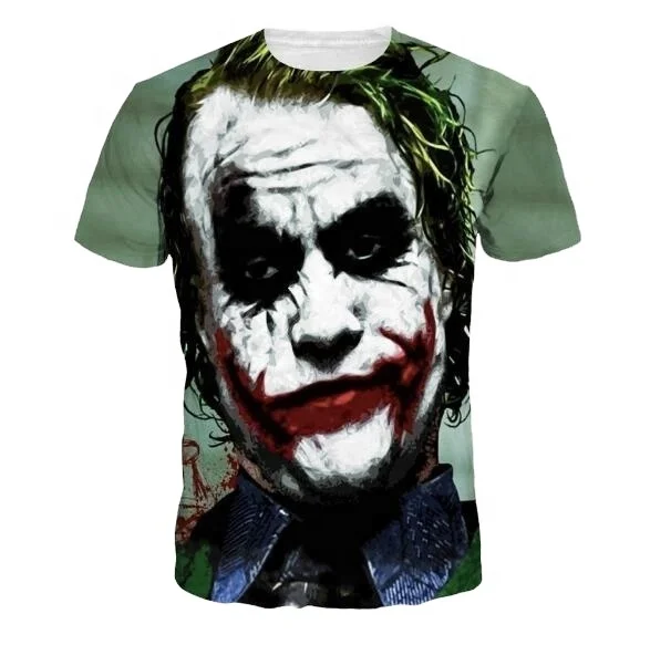 Custom joker Cartoon T Shirt High Quality Sublimation T-Shirt Manufacturer Ash bro Die Sublimate