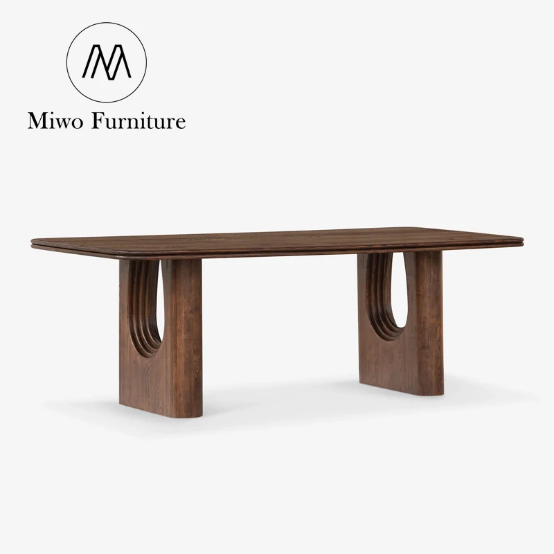 Modern vintage Rustic minimalist oak solid wood dining table dining room furniture rectangle table set 6 8 chairs dining table