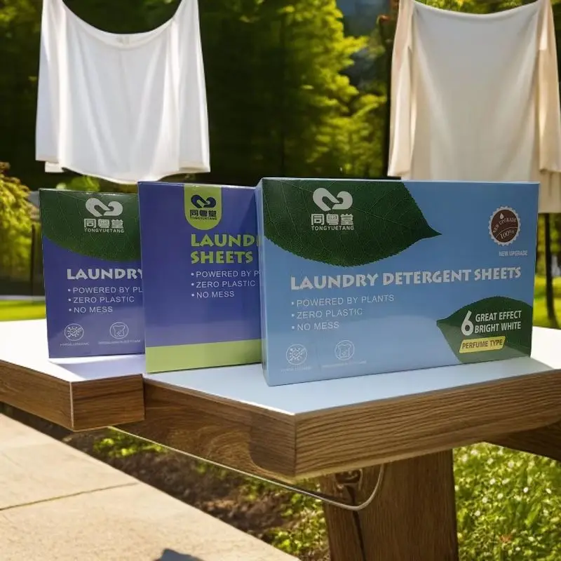 Rayshine paper soap sheets Cloth washing Paper Strong Scent Cleaning Dirt Removal  Custom Private Kraft Packaging 30 pcs