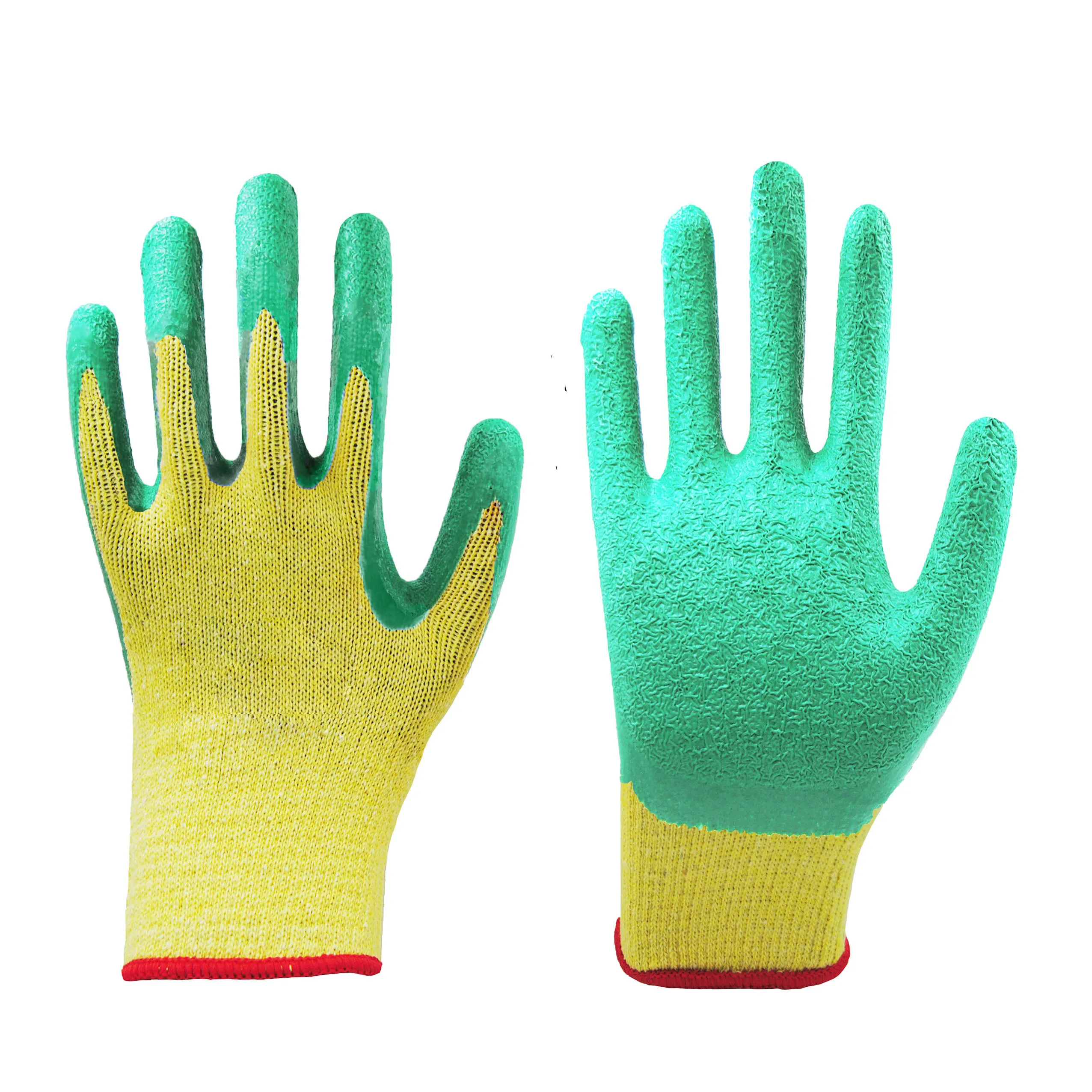 10G Custom Logo 300# High Quality Wrinkle Crinkle Finished Construction Latex Coated Cotton Protective Gloves For Building