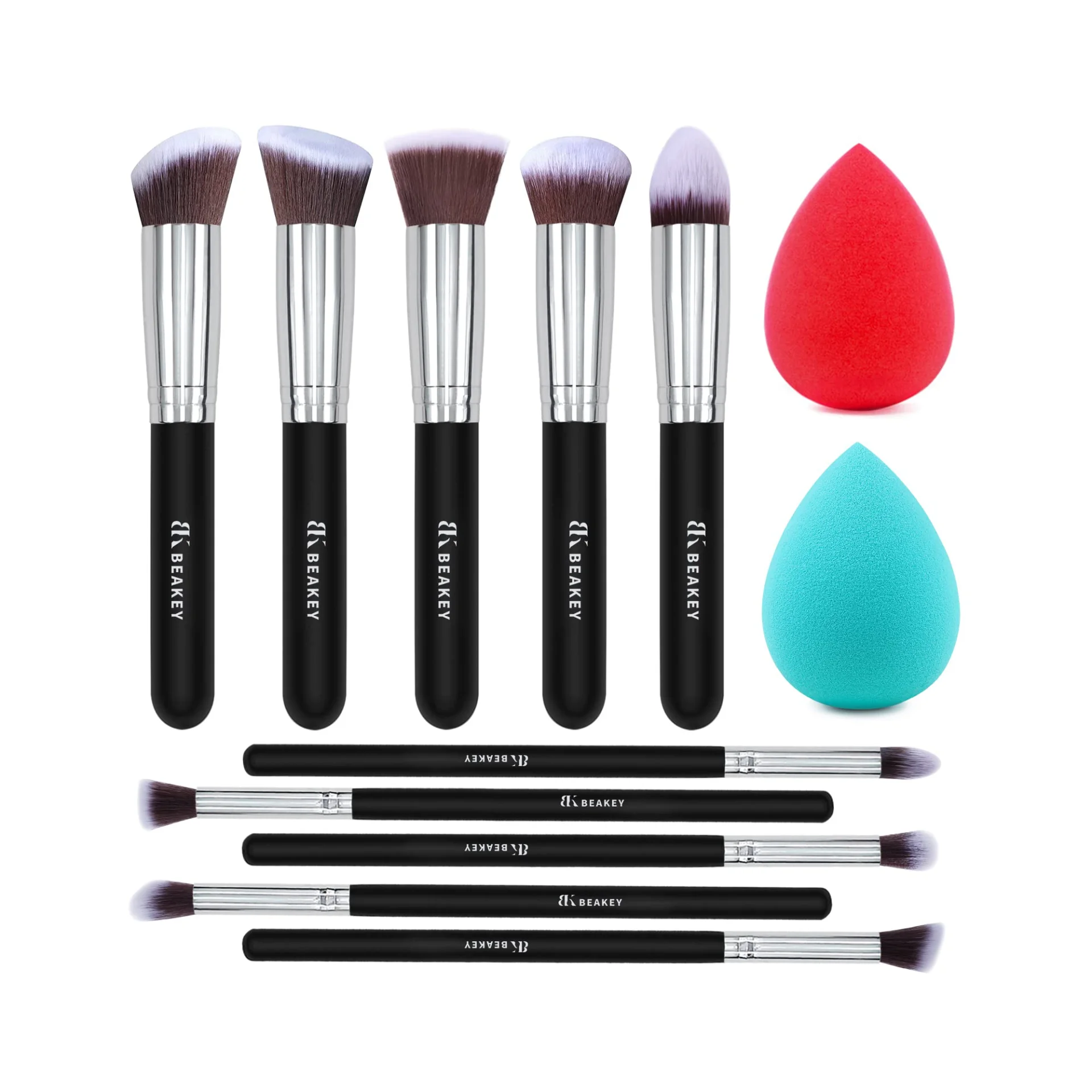 Wholesale Oem 12 Pcs Foundation Size Factory Supply Cosmetic Beauty Handmade Synthetic Hair Handle Makeup Brush Set