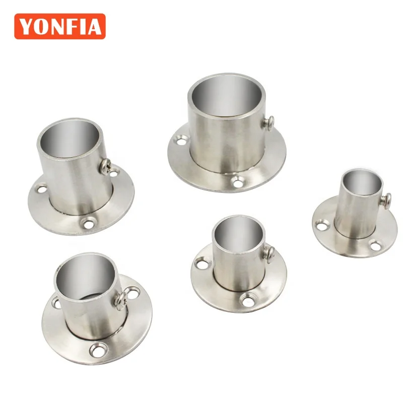 YONFIA 9038 Stainless Steel 304 Towel bracket Shower Curtain Rod Holder Wardrobe Clothing Rail Clothes rod Flange End Supports
